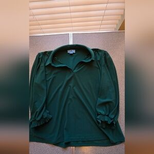 CeCe Forest Green Blouse